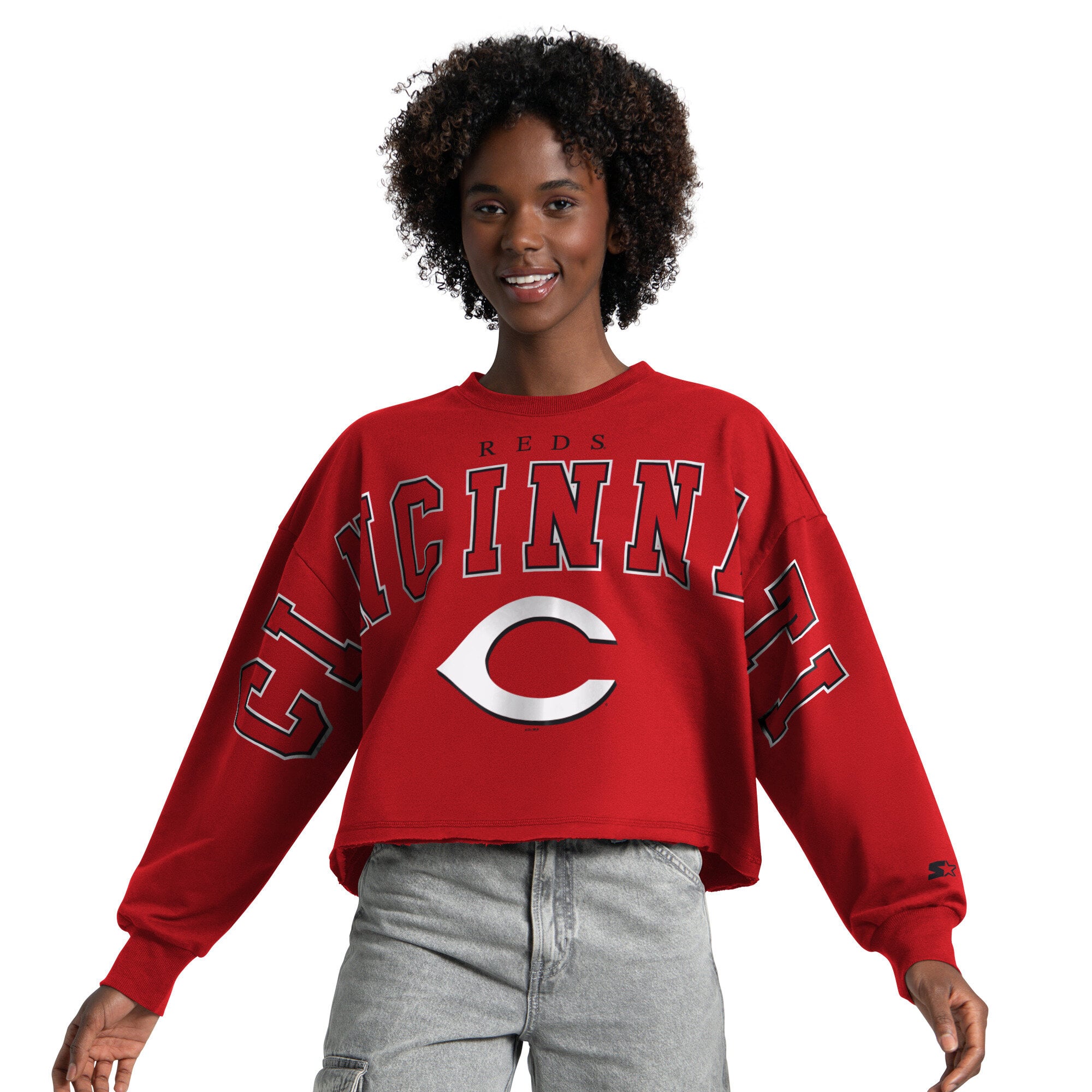 Sweat-shirt court Starter Red Cincinnati Reds Bleachers II pour femme