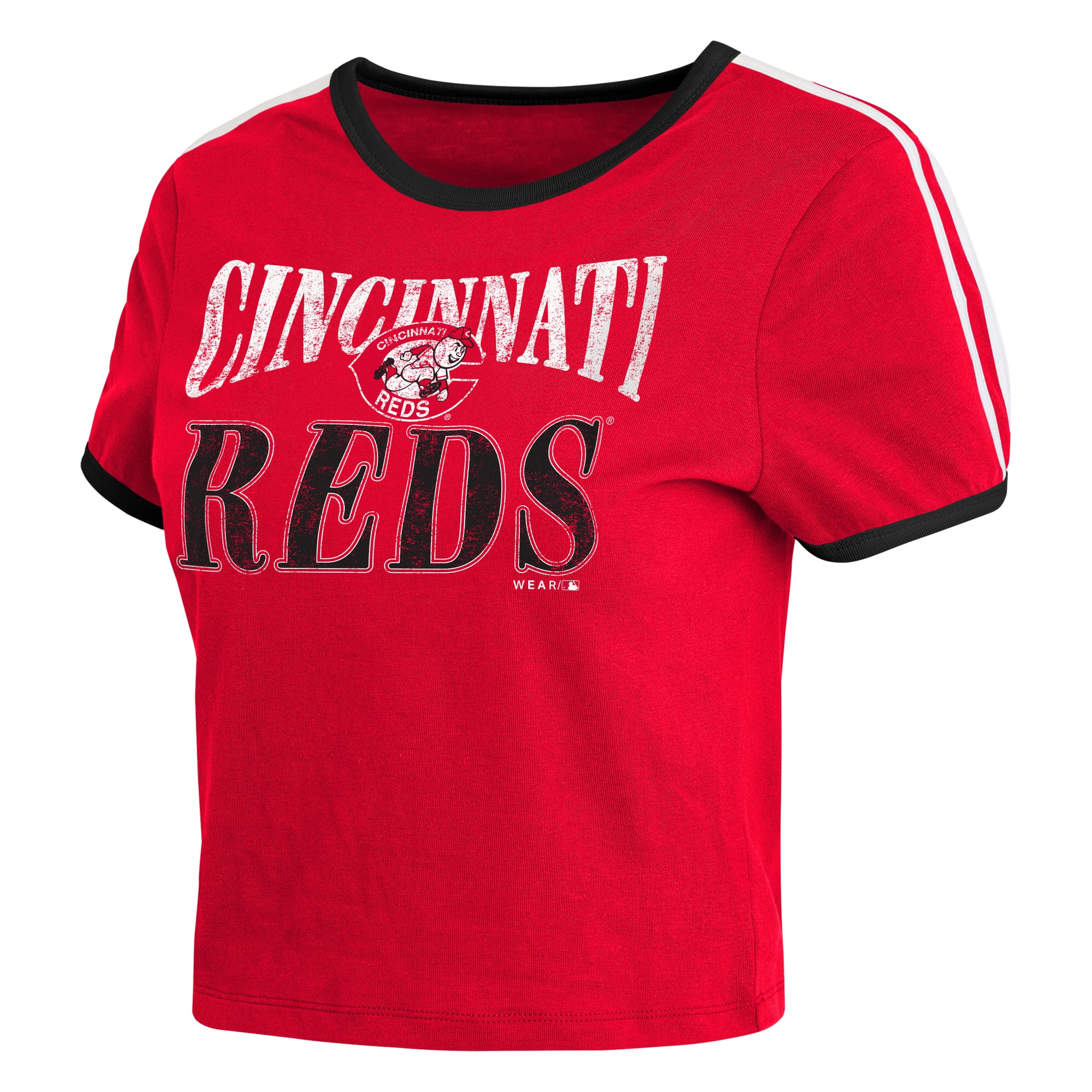 T-shirt court rétro rouge Cincinnati Reds pour femme, par Erin Andrews
