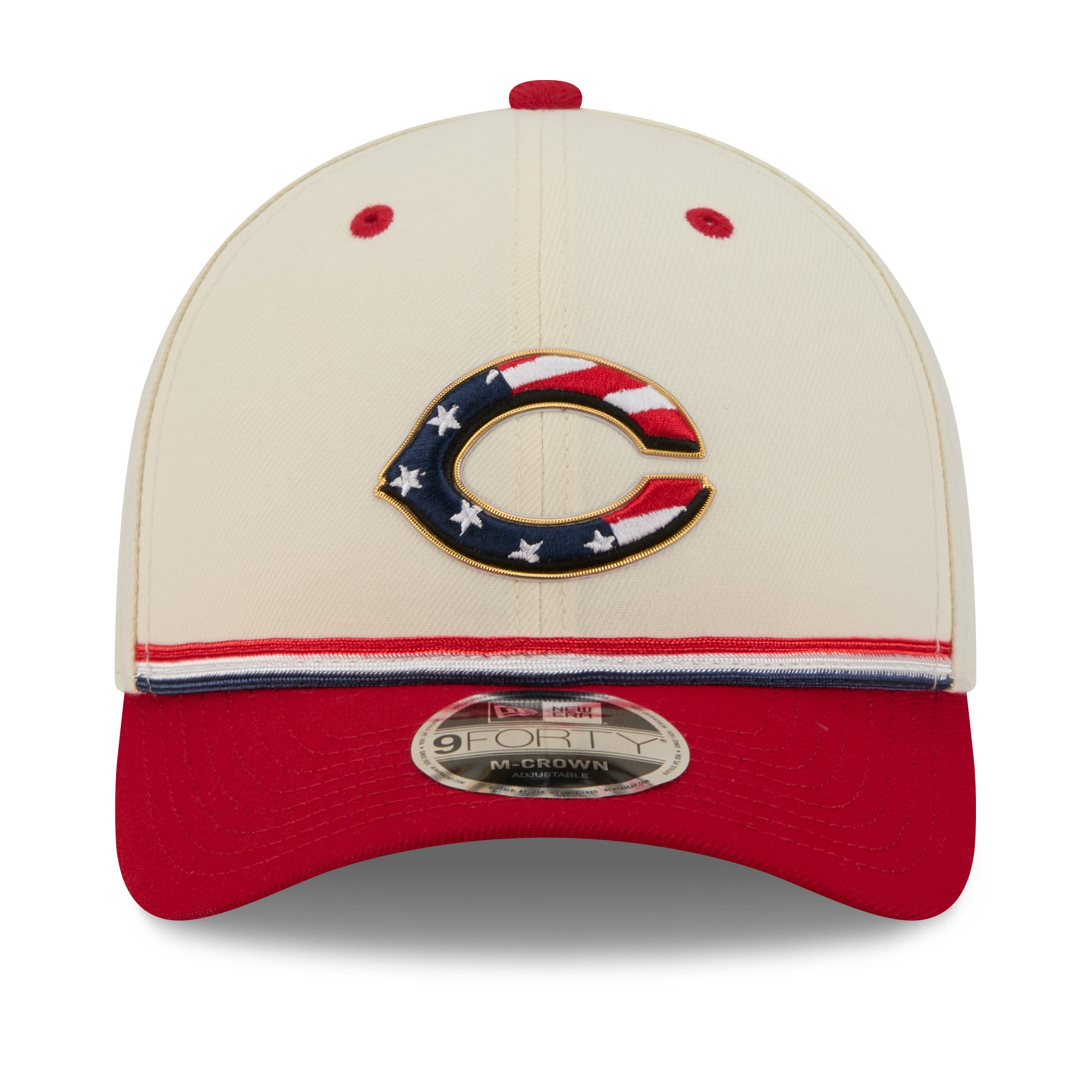 Casquette ajustable New Era crème/rouge Cincinnati Reds USA 250 9FORTY M-Crown pour jeunes