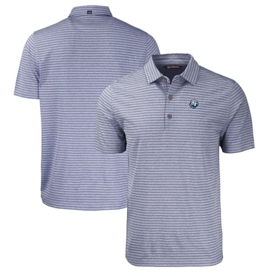 Polo recyclé extensible à rayures chinées écologiques Citadel Bulldogs Cutter & Buck Forge - Bleu marine chiné