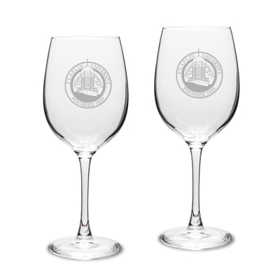 Claflin Panthers 16oz. Two-Piece Traditional White Wine Glass Set