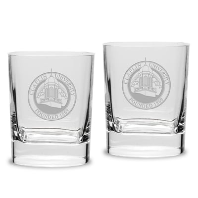Claflin Panthers 2-Piece 11.75oz. Luigi Bormioli Square Double Old Fashion Glasses Set