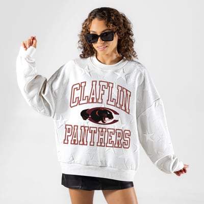 Claflin Panthers Gameday Couture Women's  Big Play Energy Tonal Star Embossed Sweatshirt - White