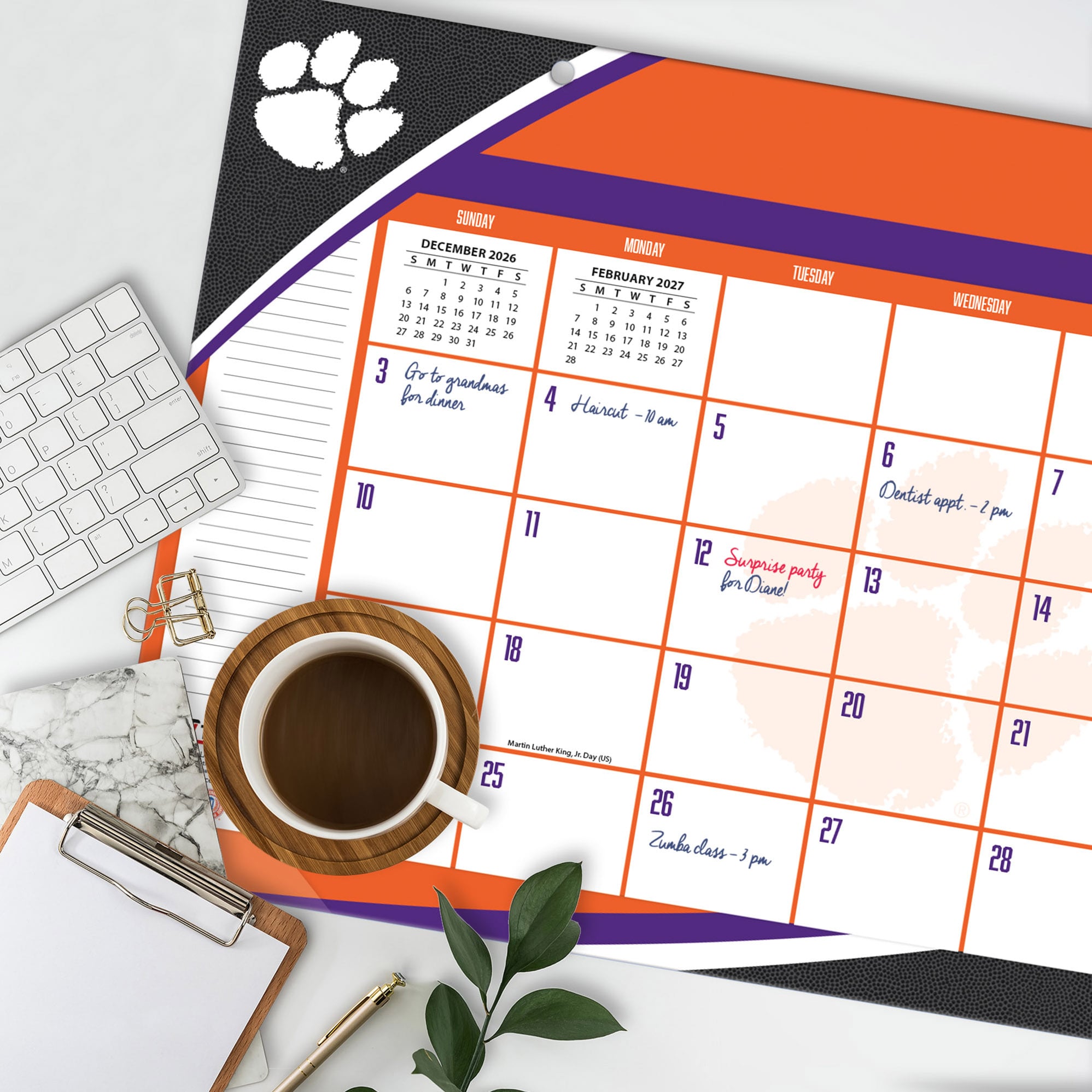 Sous-main calendrier Clemson Tigers 17" x 11"