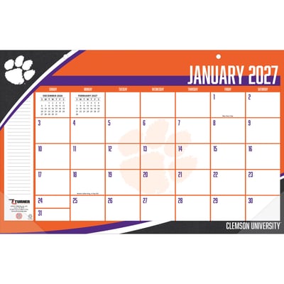 Sous-main calendrier Clemson Tigers 17" x 11"