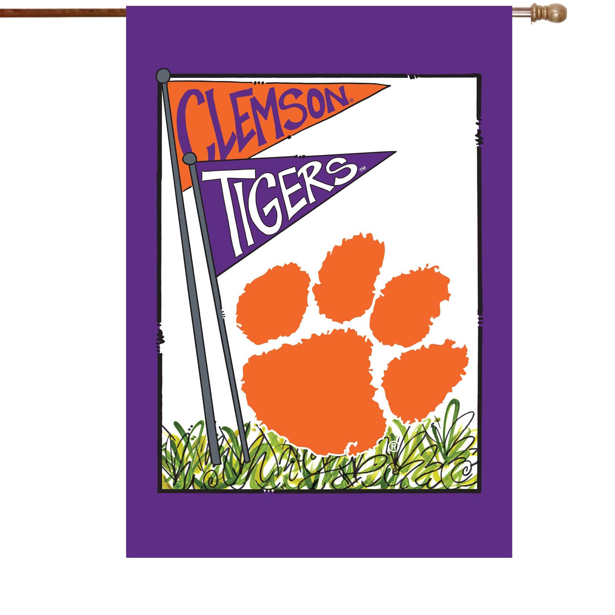Drapeau de maison double face des Clemson Tigers, 71 x 102 cm