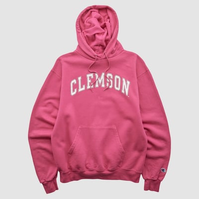 Clemson Tigers Champion 2000s Hooded Pullover Sweatshirt - Pink - S by Fanatics Real Vintage