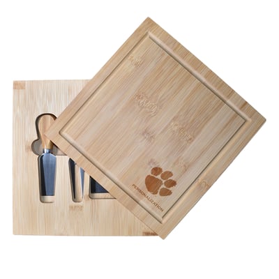 Clemson Tigers Customized Bamboo Cutting Board with Utensils
