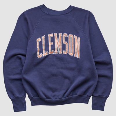 Clemson Tigers Logo 7 80s Pullover Sweatshirt - Navy - XS by Fanatics Real Vintage
