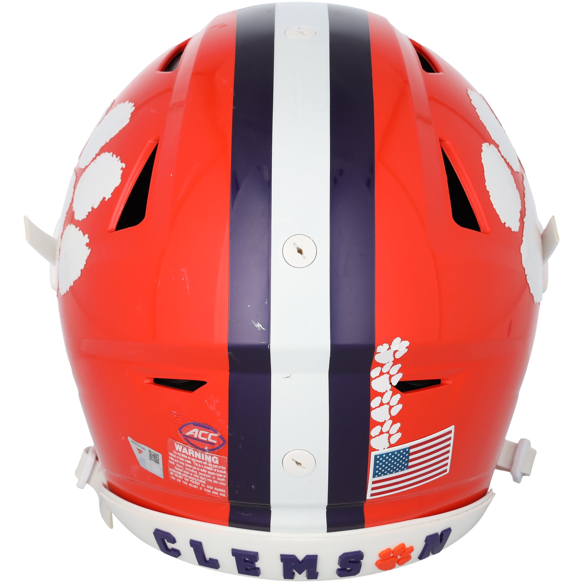 Casque orange des Clemson Tigers, issu du programme de football américain
