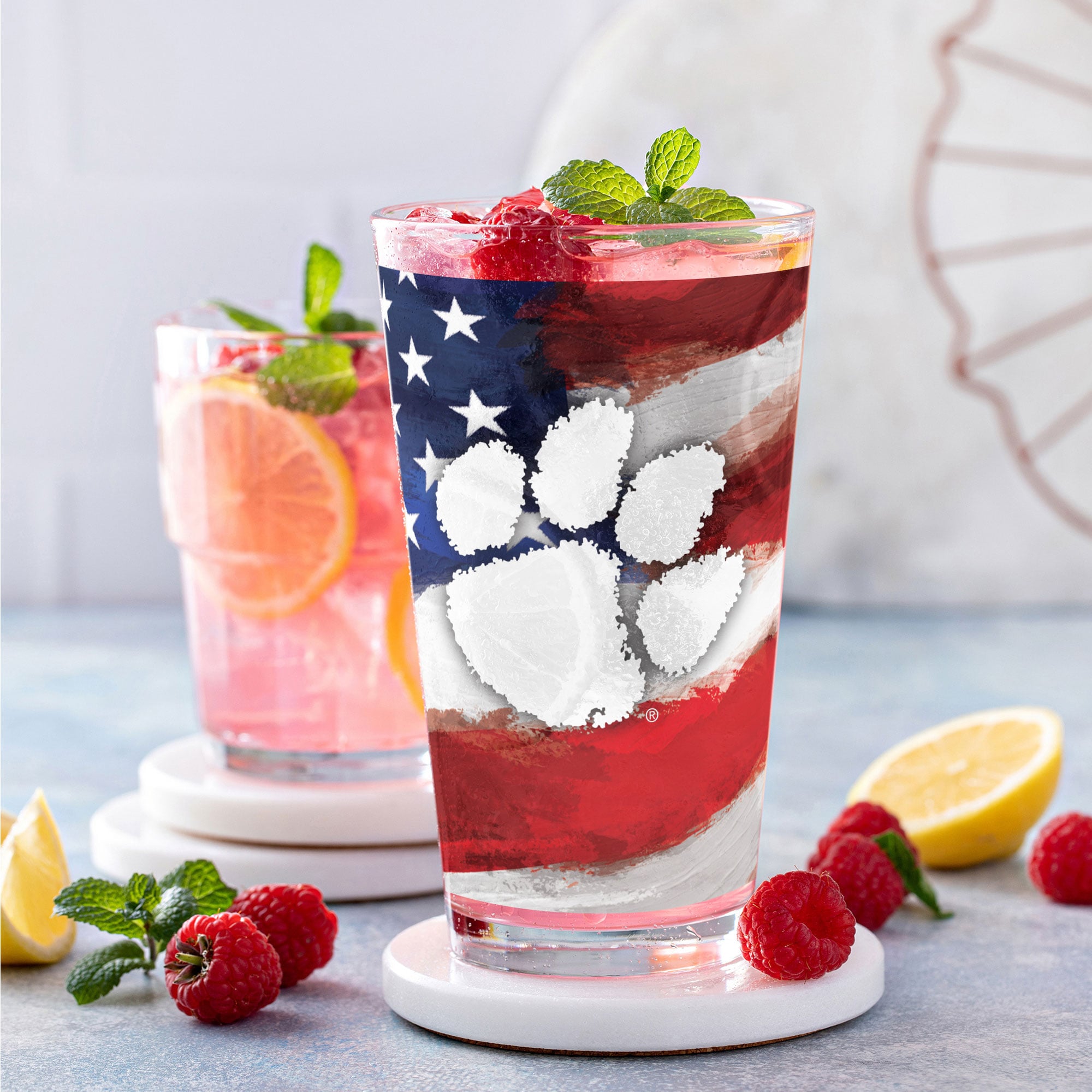 Clemson Tigers Two-Pack 16oz. Americana Pint Glass Set