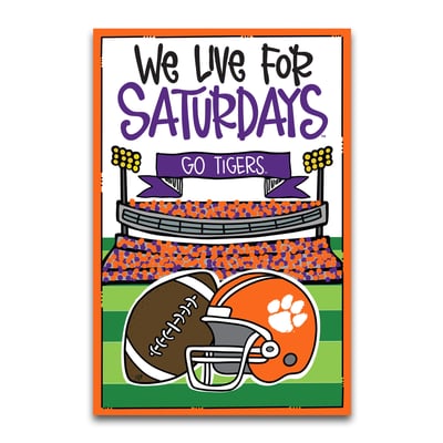 Drapeau de jardin Clemson Tigers « We Live For Saturdays » (30 x 45 cm)