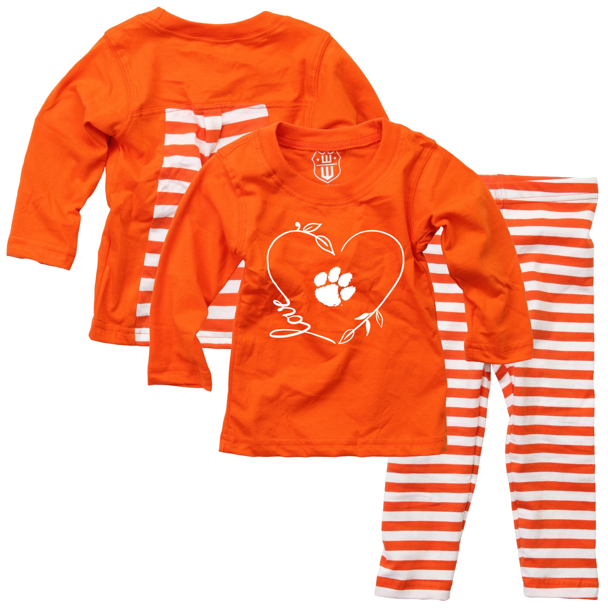 Ensemble haut à manches longues et pantalon orange Clemson Tigers pour bébé fille Wes & Willy