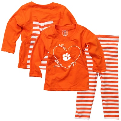 Ensemble haut à manches longues et pantalon pour bébé fille Clemson Tigers Wes & Willy - Orange