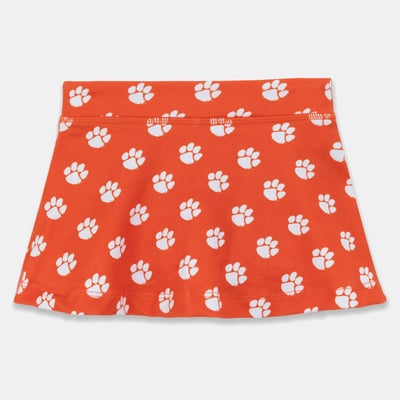 Jupe-short de tennis imprimée intégrale ZooZatz pour petites filles, motif Clemson Tigers - Orange