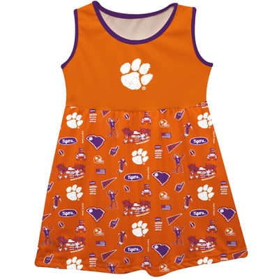  Clemson Tigers Vive La Fete Girls Youth Impressions Artwork Tank Top Dress - Orange