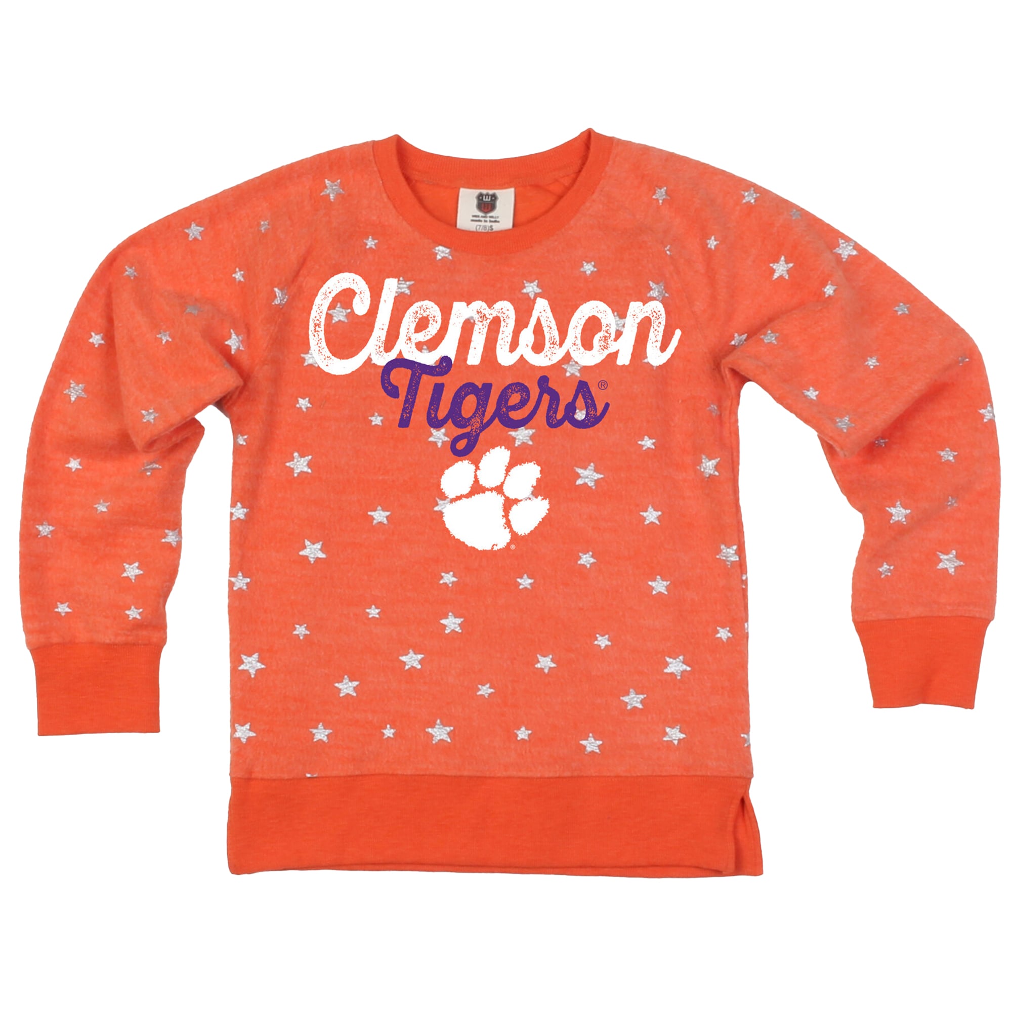Sweat-shirt en polaire inversée Wes & Willy orange Clemson Tigers pour filles