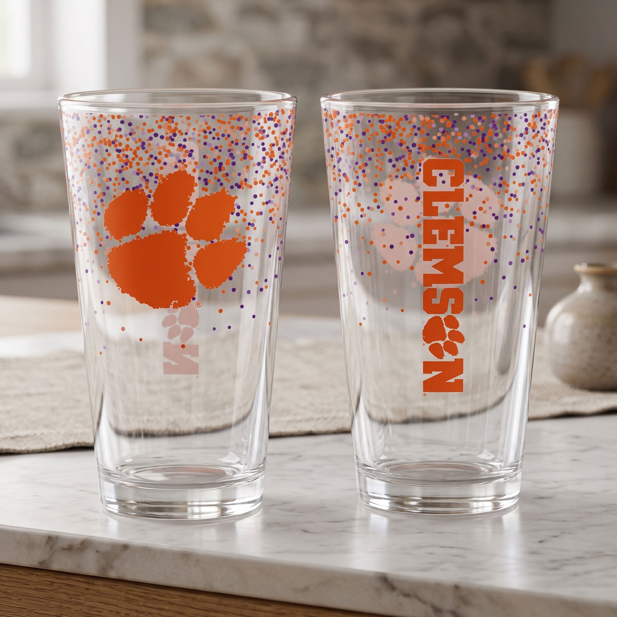 Indigo Falls Clemson Tigers Confetti Pints ​​- Lot de 2