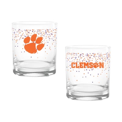 Indigo Falls Clemson Tigers Confetti Rocks Glass Set of 2
