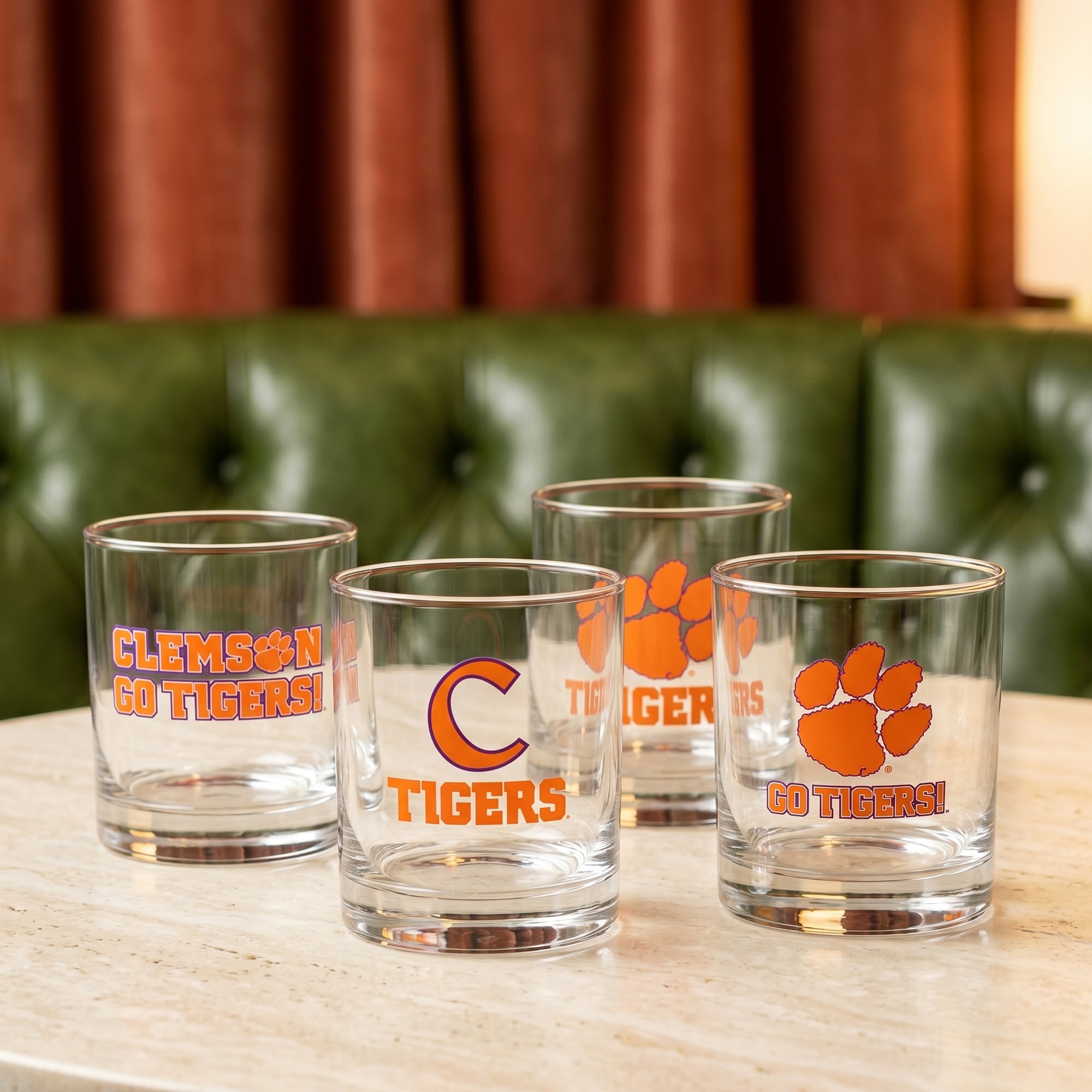 Coffret de 4 verres à whisky de collection Indigo Falls Clemson Tigers Core