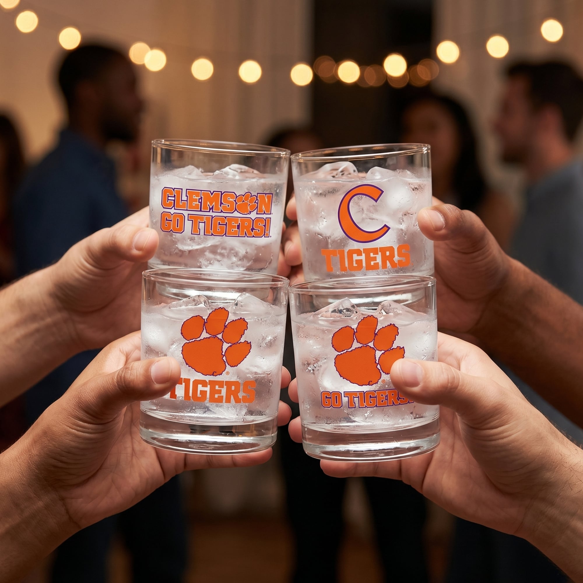 Coffret de 4 verres à whisky de collection Indigo Falls Clemson Tigers Core