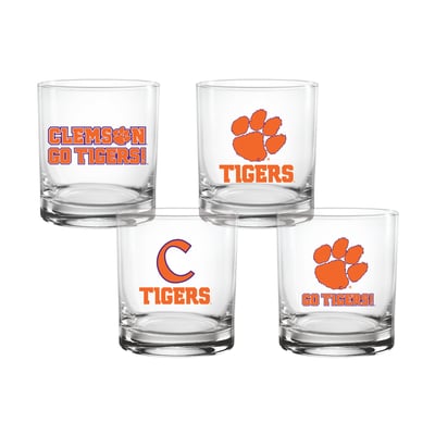 Coffret de 4 verres à whisky de collection Clemson Tigers Indigo Falls Core