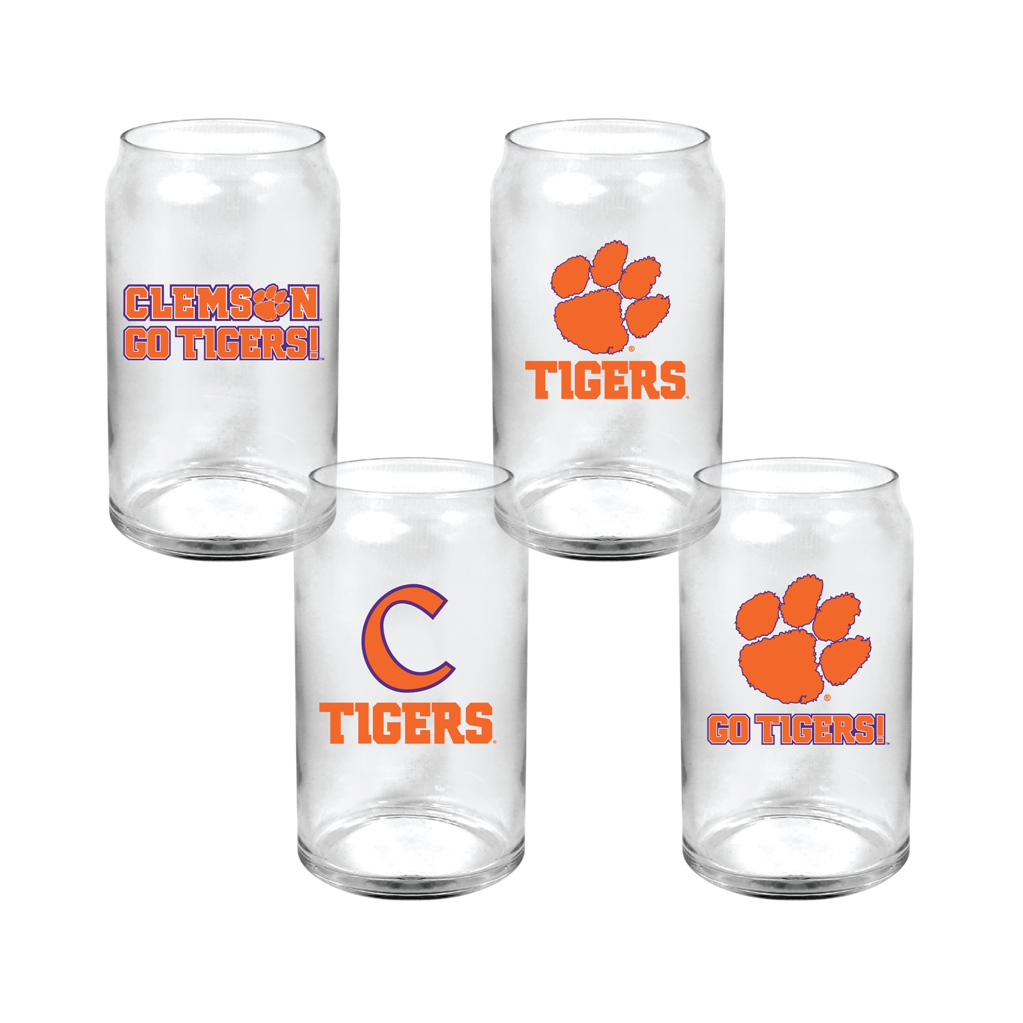 Ensemble de 4 canettes en verre Indigo Falls Clemson Tigers Core Collectors