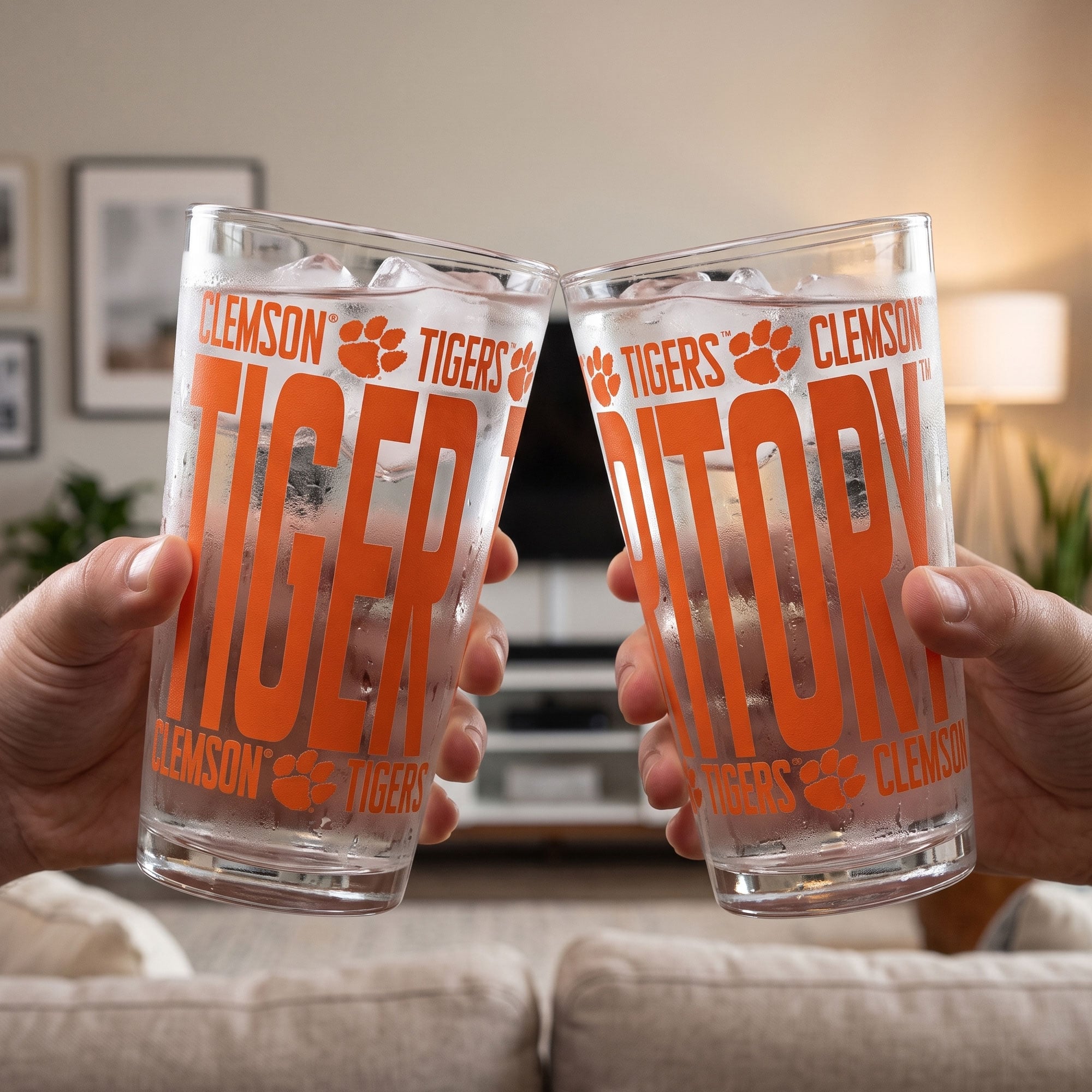 Ensemble de 2 verres à bière surélevés Indigo Falls Clemson Tigers