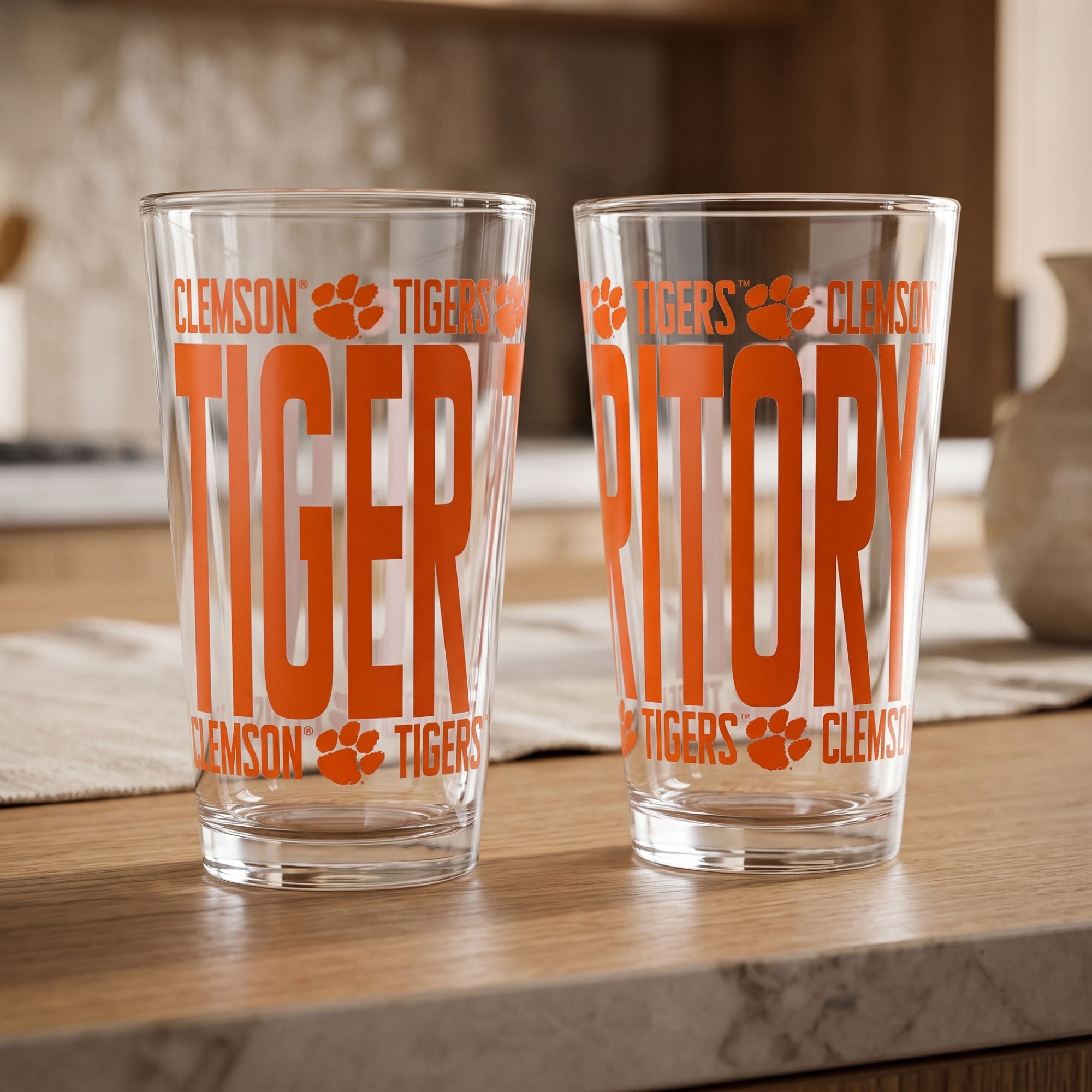 Ensemble de 2 verres à bière surélevés Indigo Falls Clemson Tigers