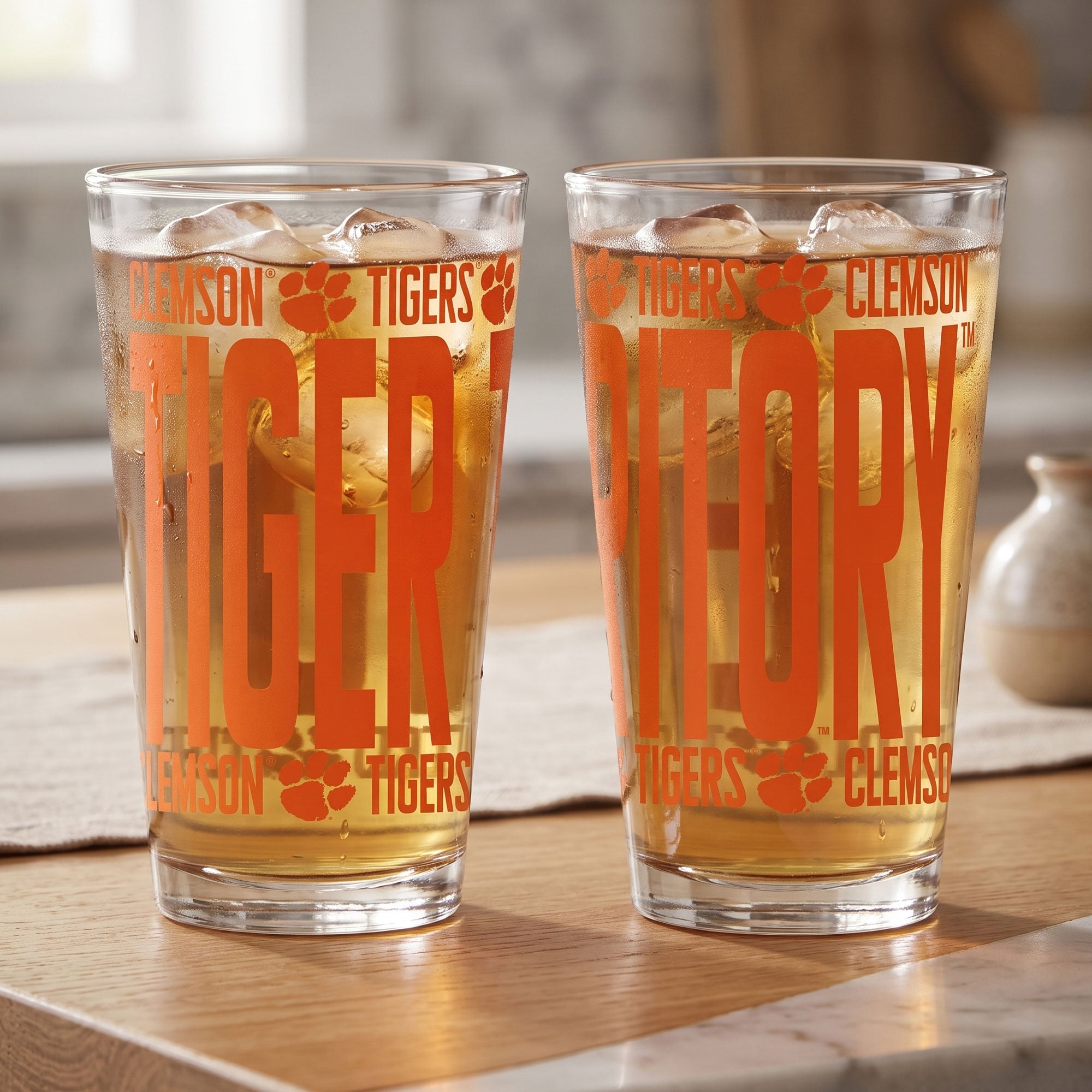 Ensemble de 2 verres à bière surélevés Indigo Falls Clemson Tigers