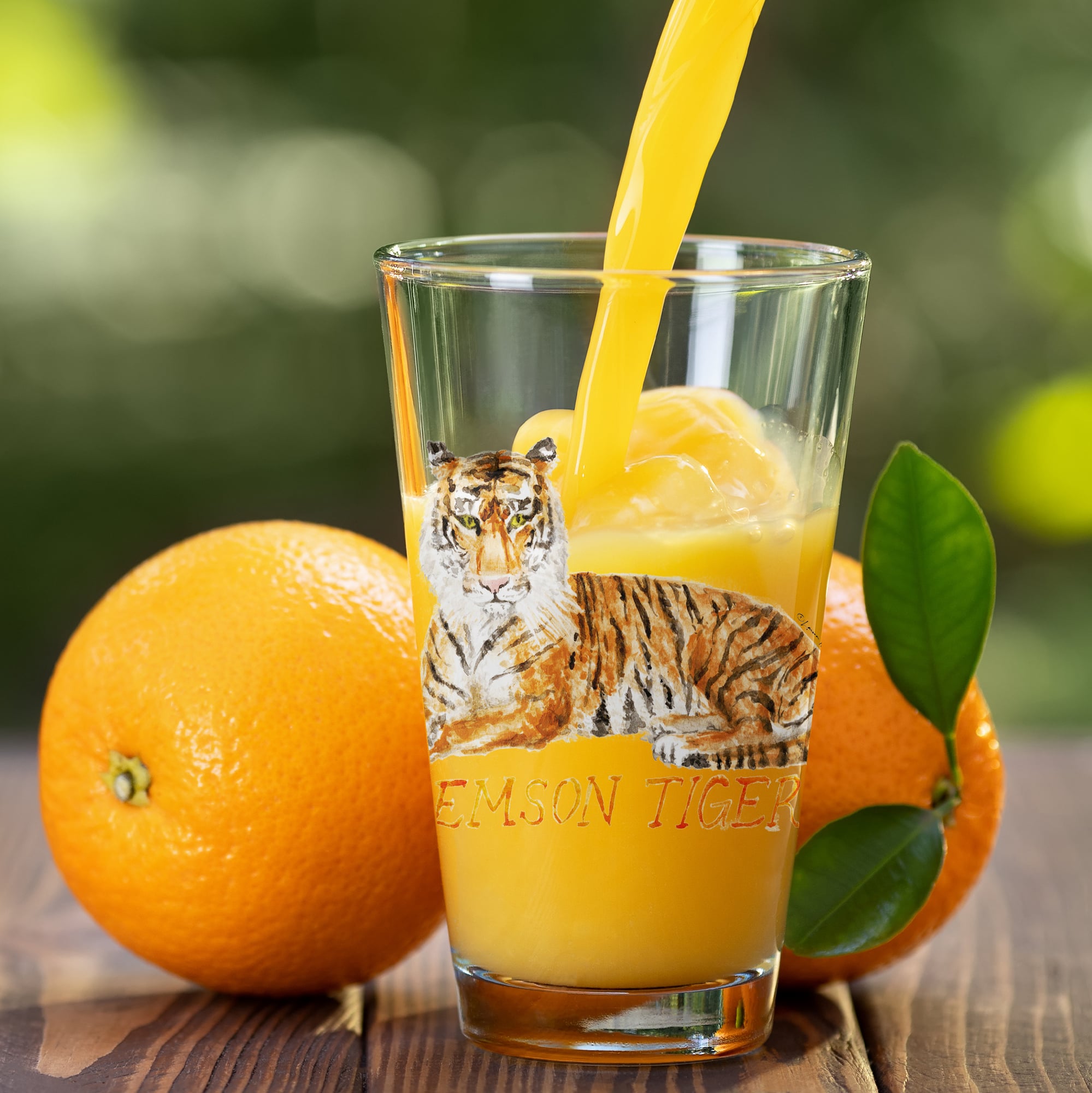 Ensemble de 2 verres à bière Indigo Falls Clemson Tigers à l'effigie de Laura Wilcox, mascotte des Tigers de Clemson.
