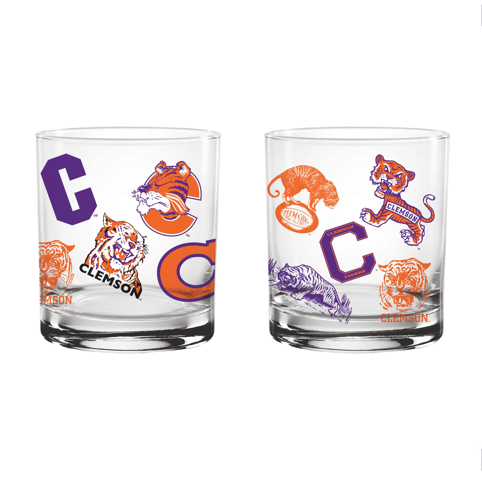 Verres à whisky vintage Indigo Falls Clemson Tigers Medley - Lot de 2