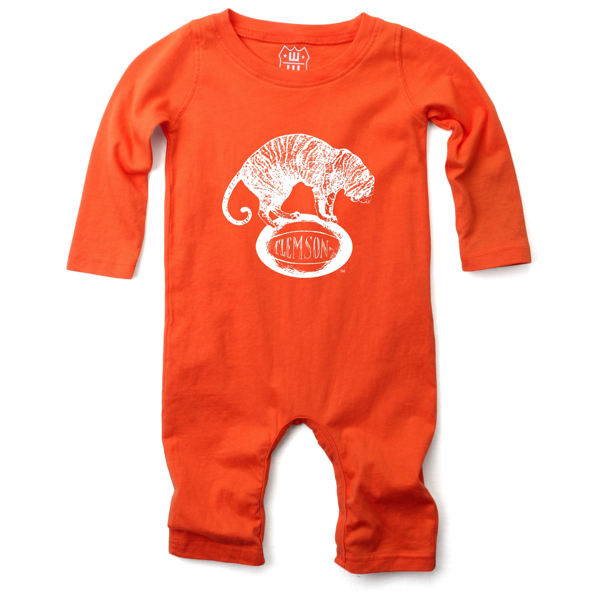 Infant Wes & Willy Orange Clemson Tigers Long Sleeve Romper