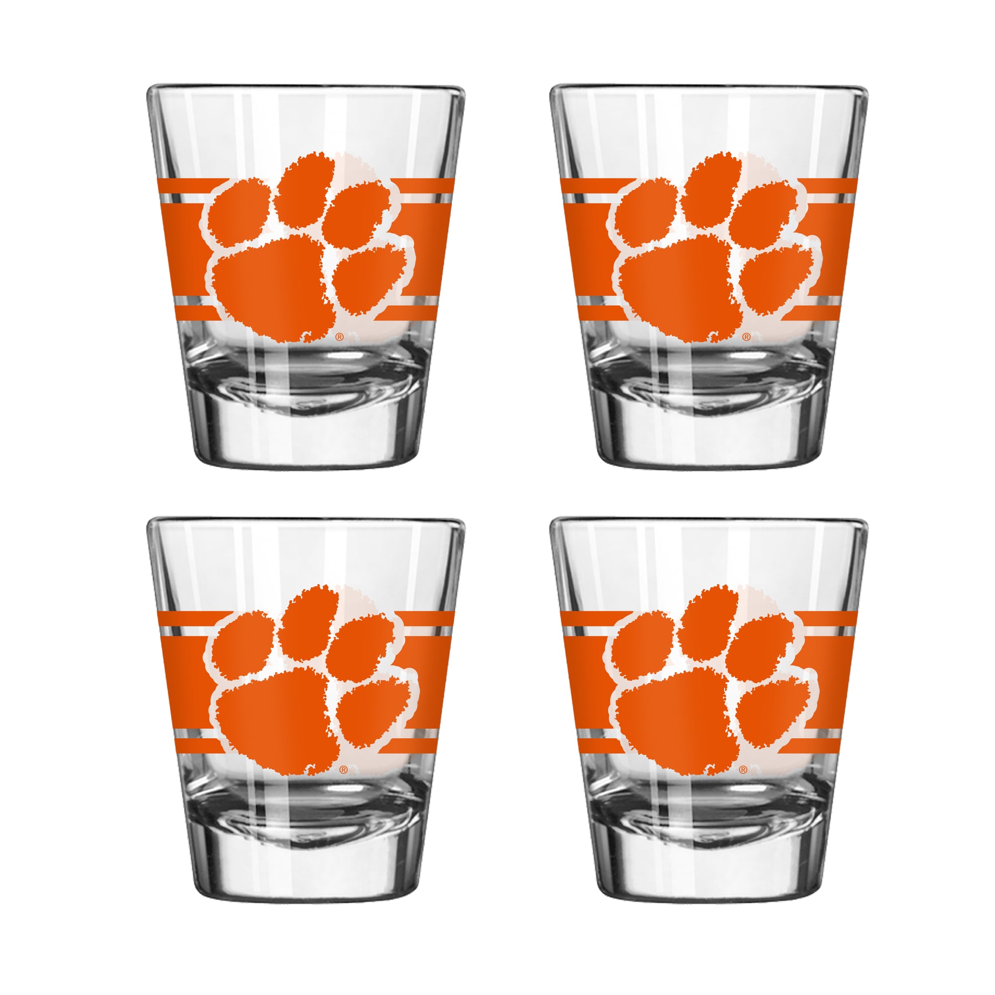 Ensemble de quatre verres à shot rayés Logo Brands Clemson Tigers