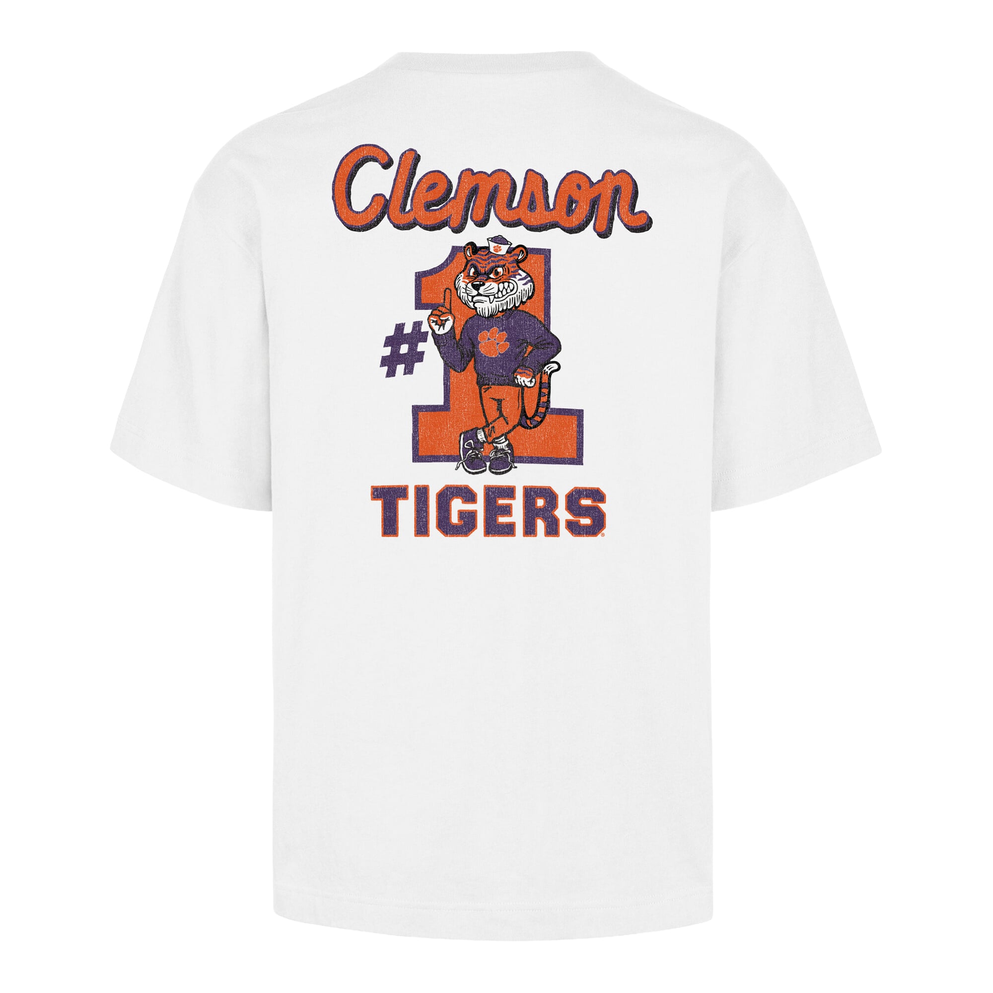Men's '47 White Clemson Tigers #1 Mascot Foundation T-Shirt