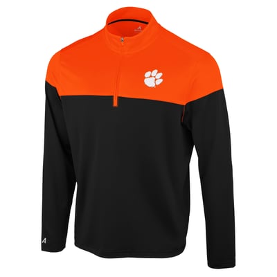  Clemson Tigers Antigua Hinder Colorblock Quarter-Zip Pullover - Black