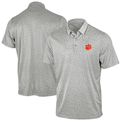 Polo Antigua Mono Floral Clemson Tigers - Gris