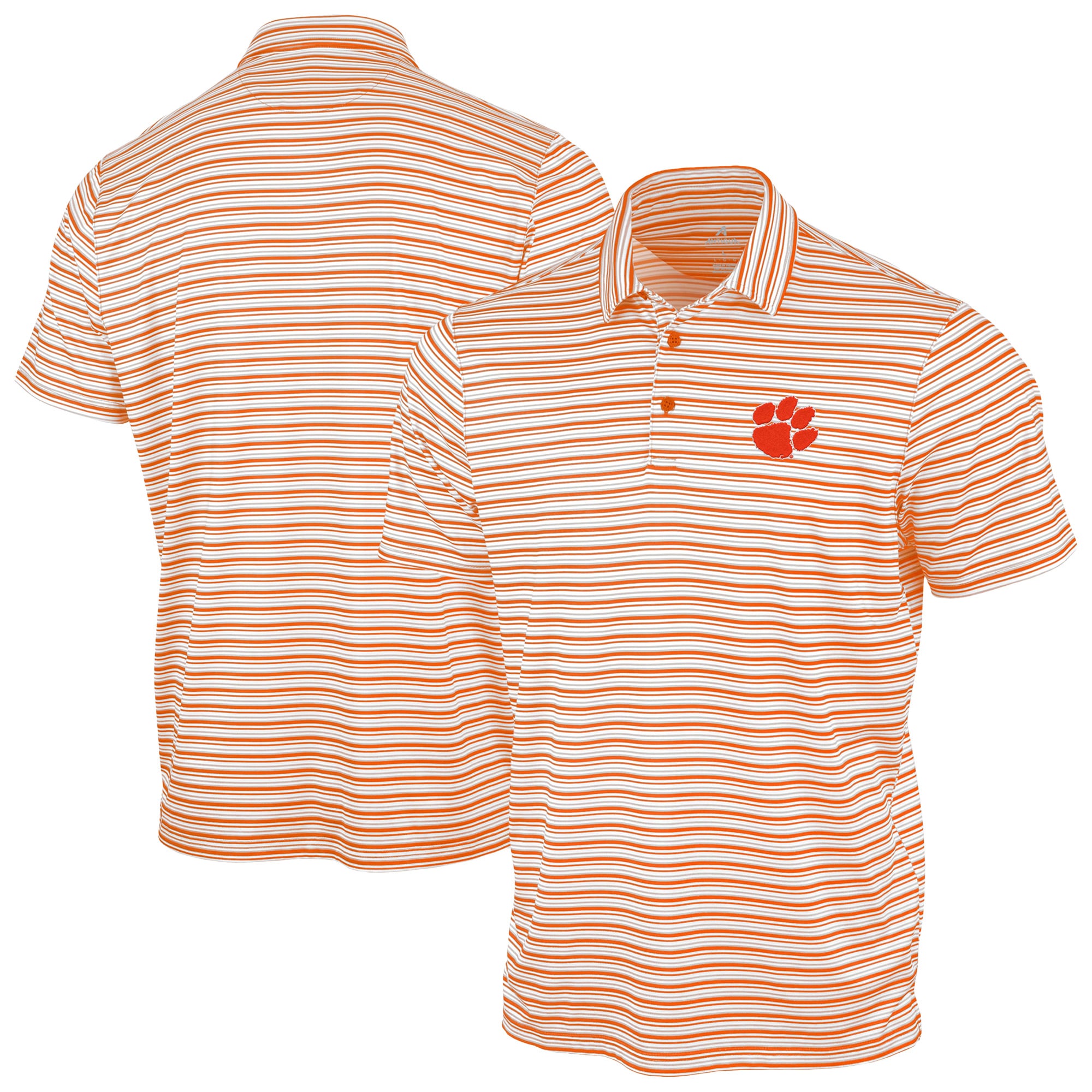 Polo Antigua orange à rayures spatiales pour homme, modèle Clemson Tigers.