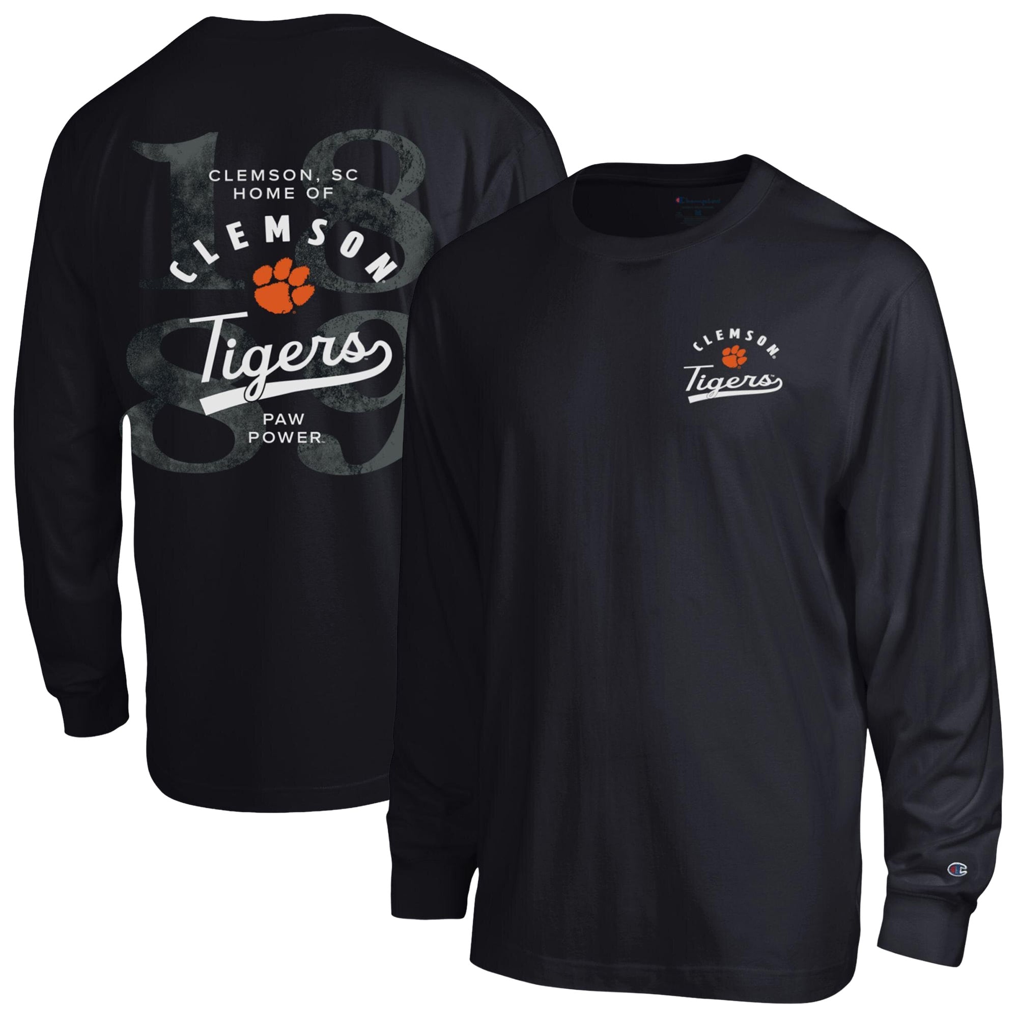 Men's Champion Black Clemson Tigers Laminated All-Star Long Sleeve T-Shirt