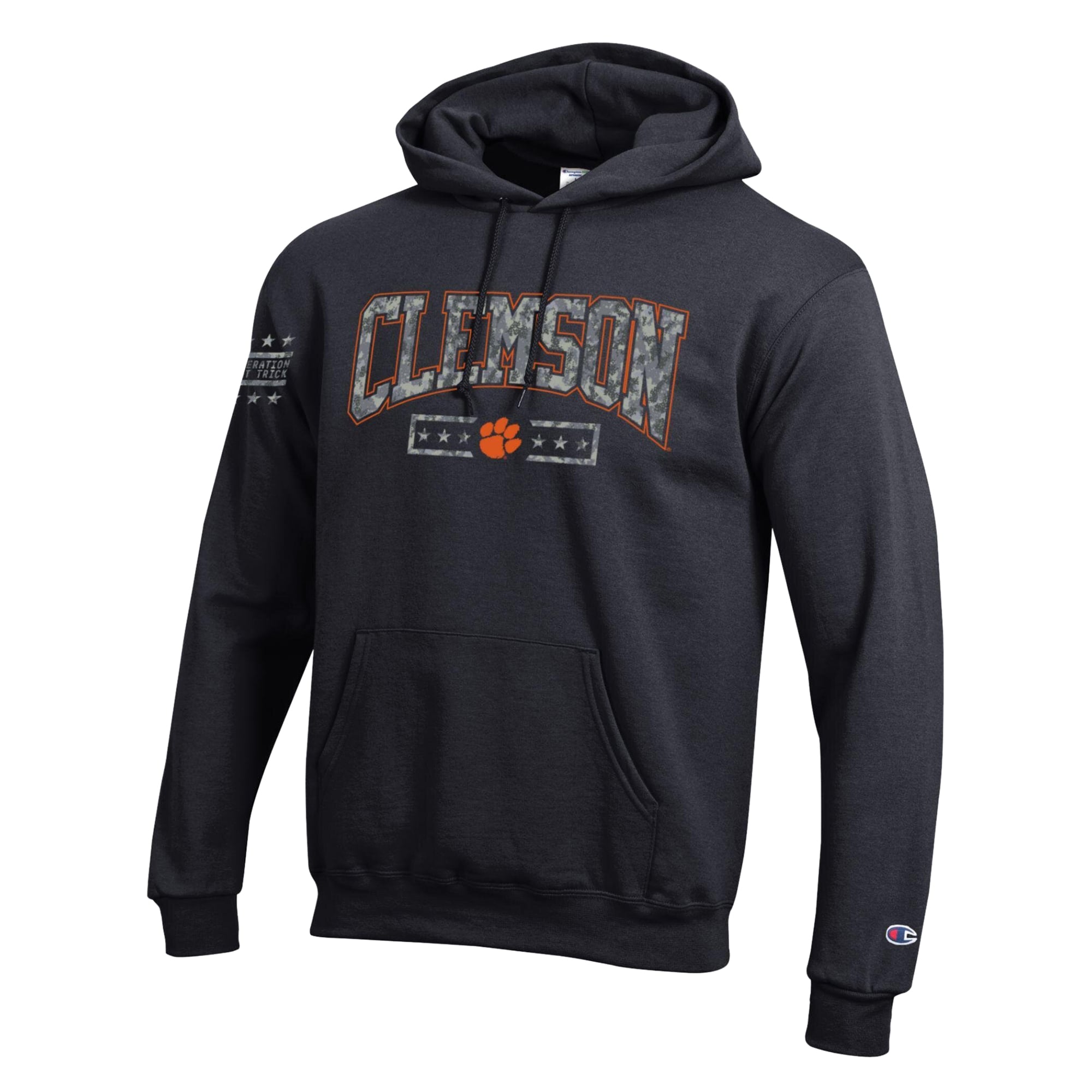 Sweat à capuche en polaire Powerblend noir Champion Clemson Tigers Operation Hat Trick pour homme