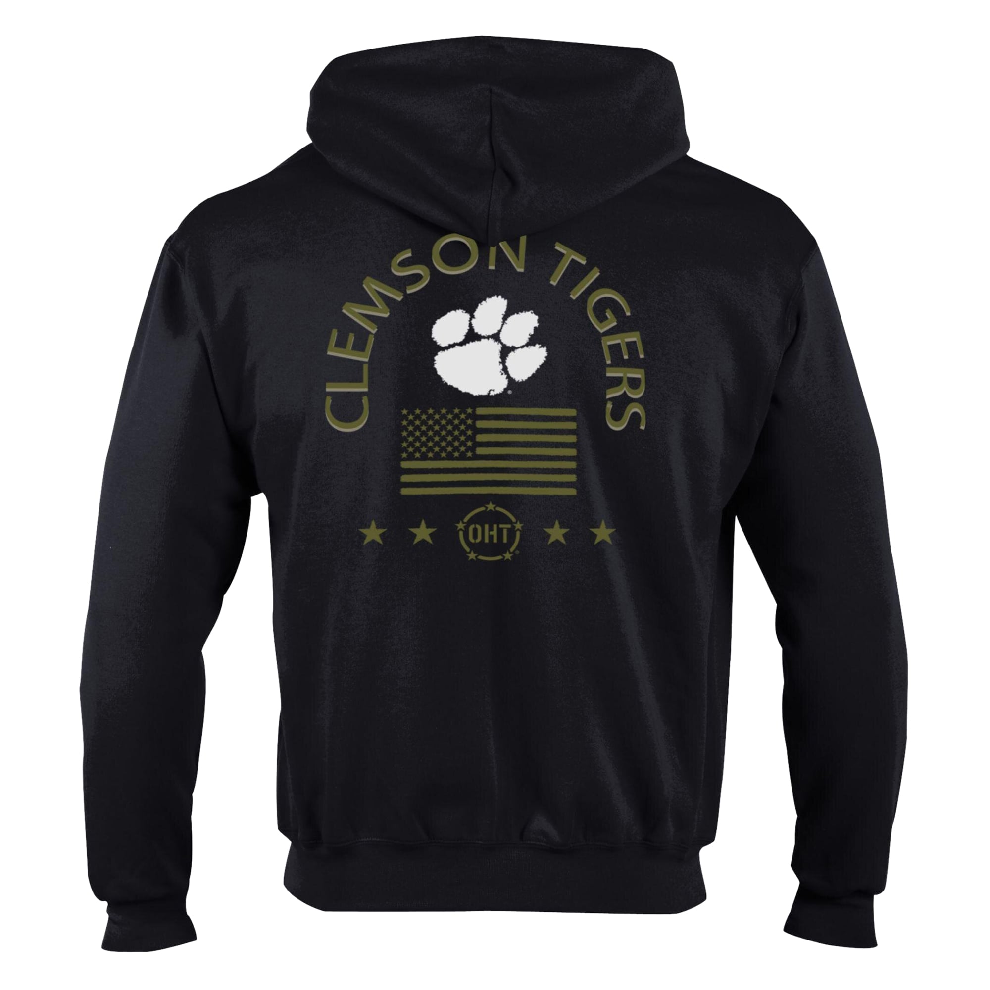 Men's Champion  Black Clemson Tigers Operation Hat Trick Flag Powerblend Fleece Full-Zip Hoodie