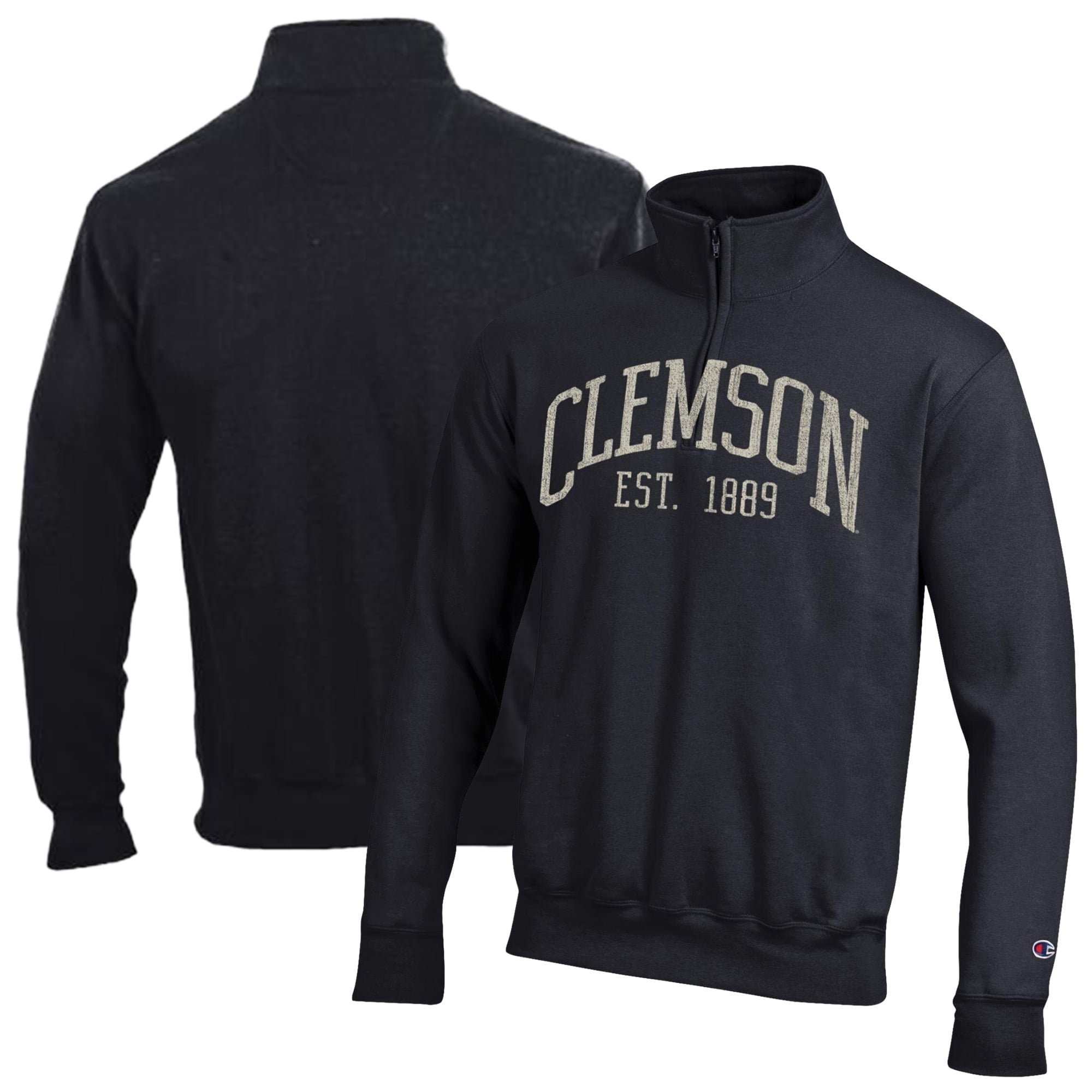 Men's Champion Black Clemson Tigers Powerblend Quarter-Zip Pullover