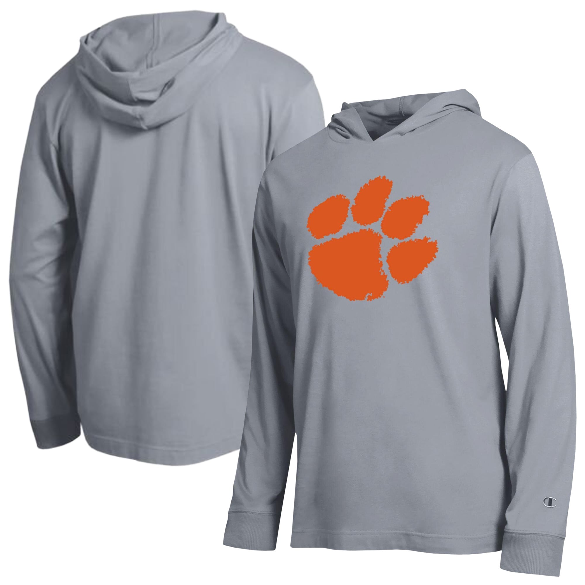 Men's Champion  Gray Clemson Tigers Tonal All-Star Long Sleeve Hooded T-Shirt