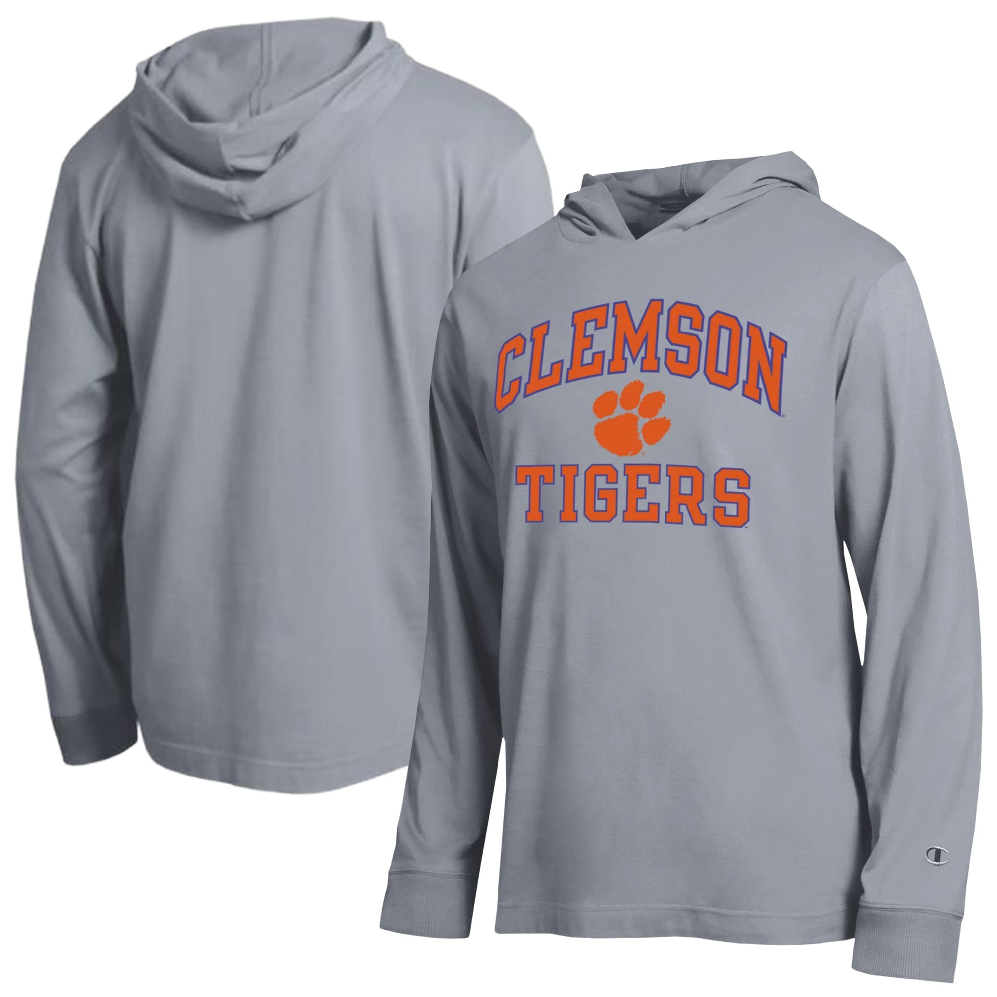 Men's Champion Heather Gray Clemson Tigers High Motor All-Star Long Sleeve Hooded T-Shirt
