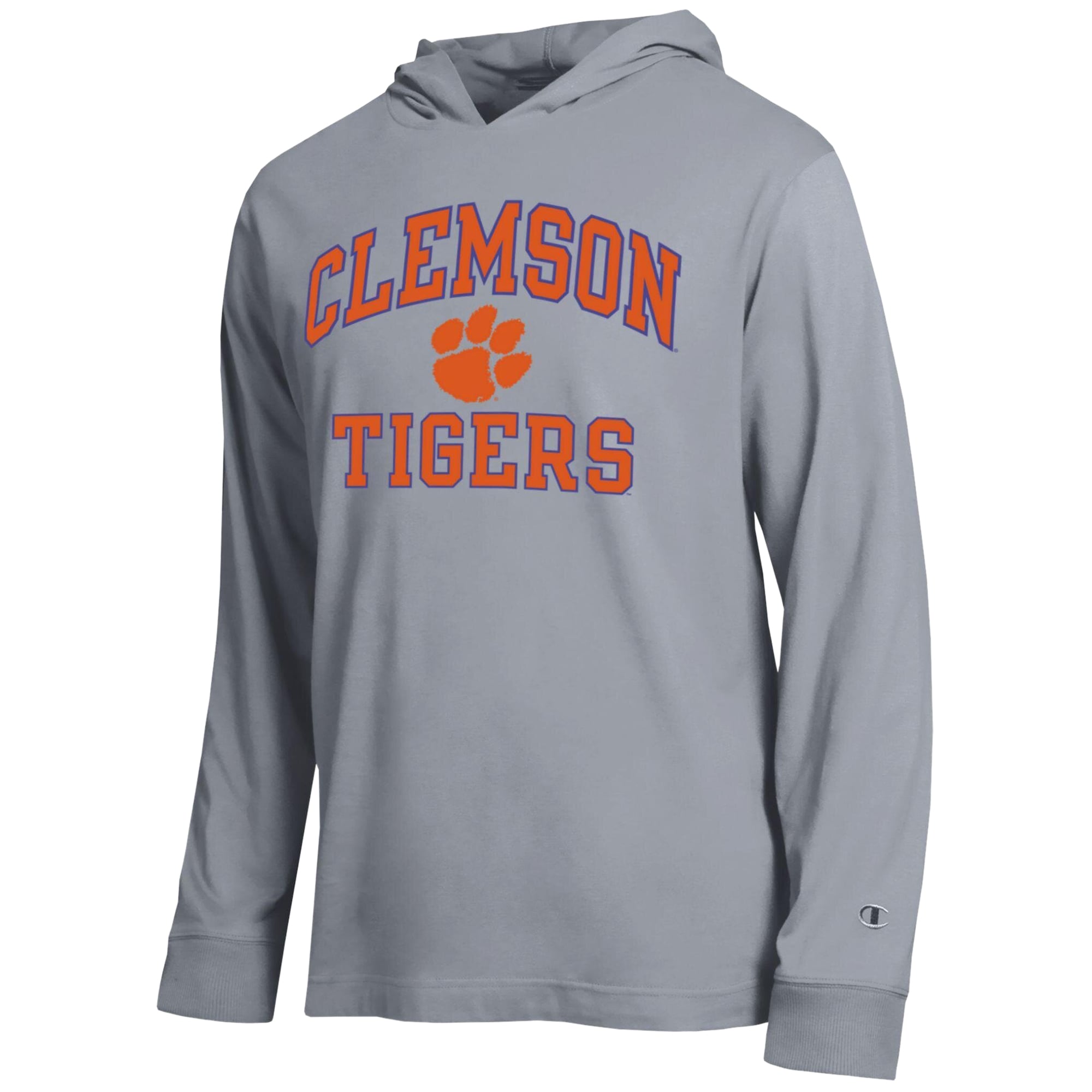 Men's Champion Heather Gray Clemson Tigers High Motor All-Star Long Sleeve Hooded T-Shirt