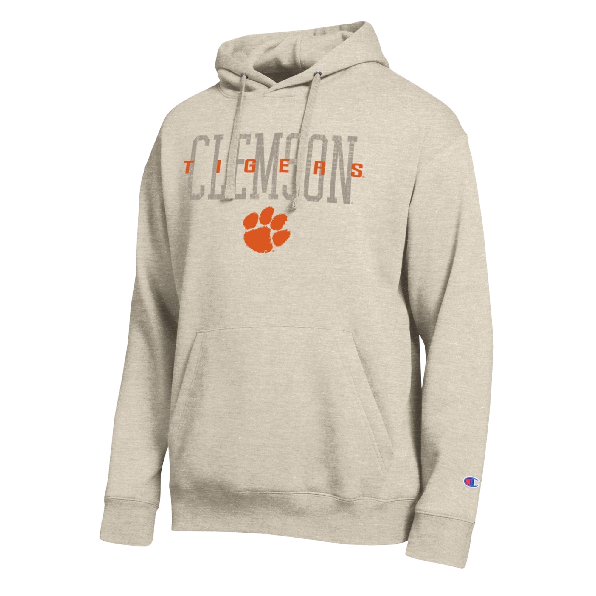Men's Champion  Oatmeal Clemson Tigers All-Star Neutral Stack Hoodie