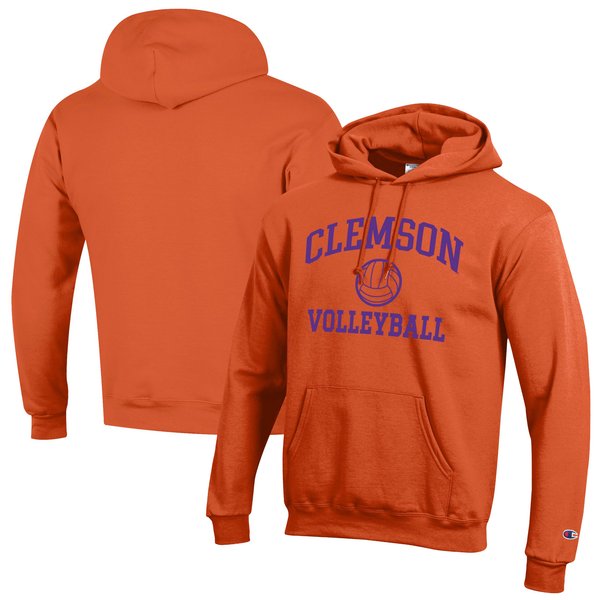 Men's Champion Orange Clemson Tigers Volleyball Icon Pullover Hoodie