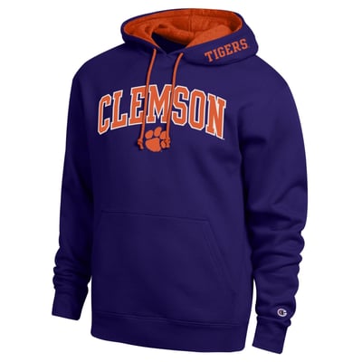 Sweat à capuche en sergé Clemson Tigers Champion Arch Tackle - Violet