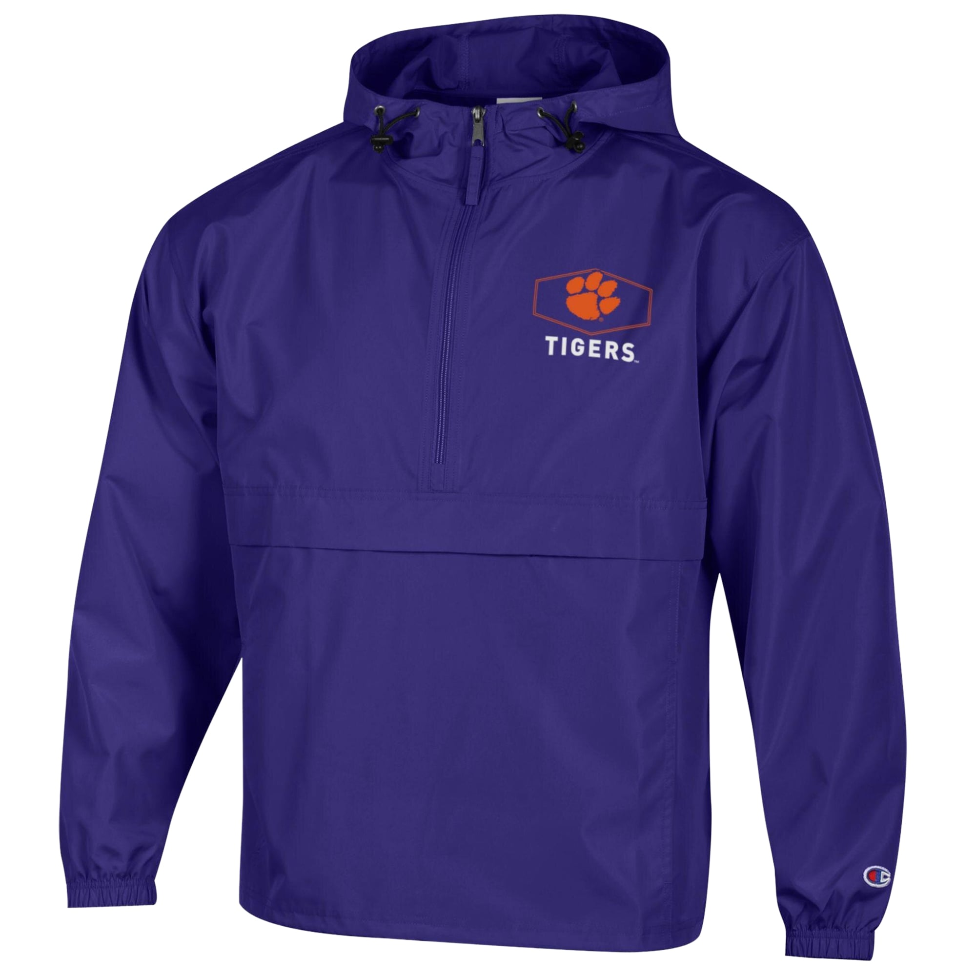 Men's Champion Purple Clemson Tigers Delay Packable Half-Zip Jacket