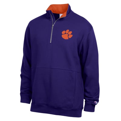 Pull-over en polaire à col zippé Clemson Tigers Champion - Violet